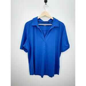 Ogio Polo Women 2XL Royal Blue Short Sleeve V-Neck Collar Golf Pickleball NWT